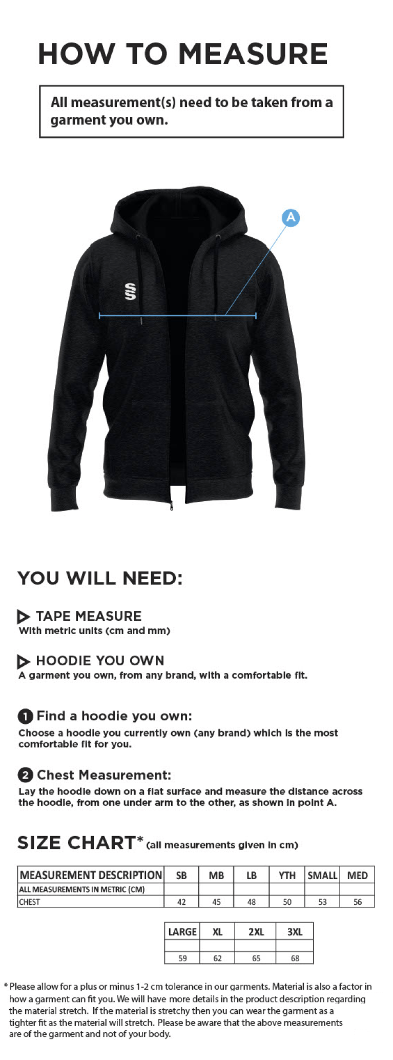 Nelson Dressers Dual Hoody - Size Guide