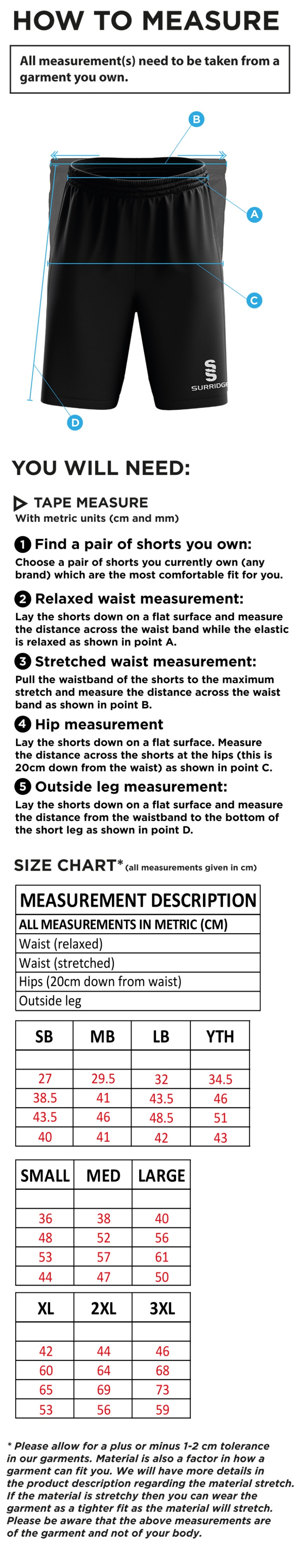 Nelson Dressers Blade Shorts Black - Size Guide