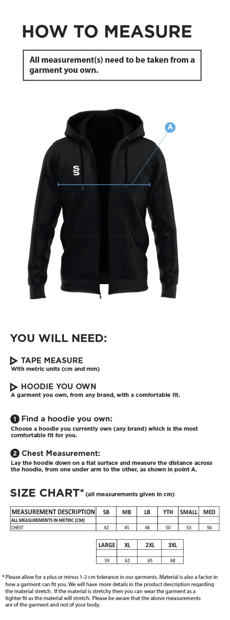 Nelson Dressers Dual Hoody - Size Guide